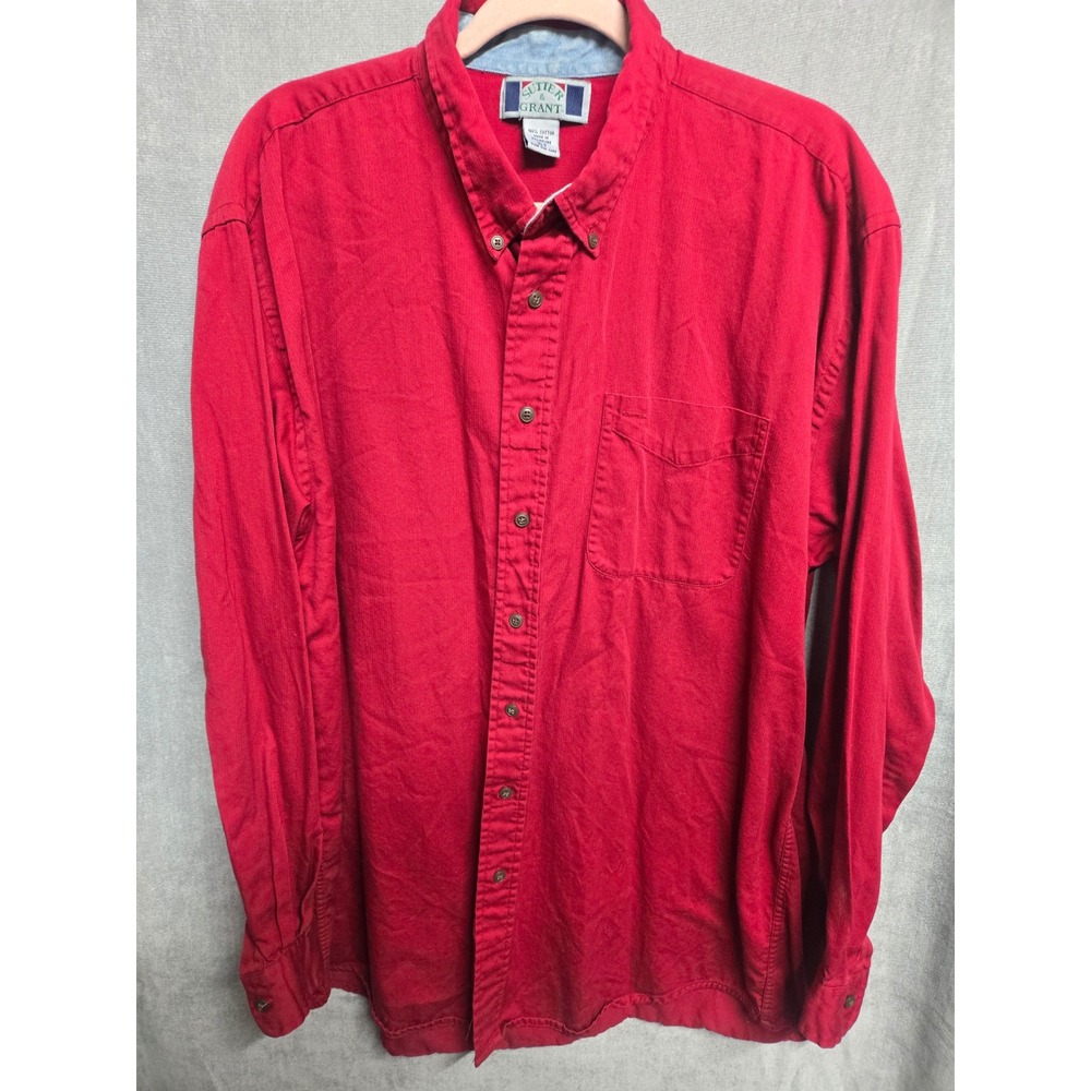 Sutter & Grant Mens Red Long Sleeve Button Down Cotton Shirt XLT Tall